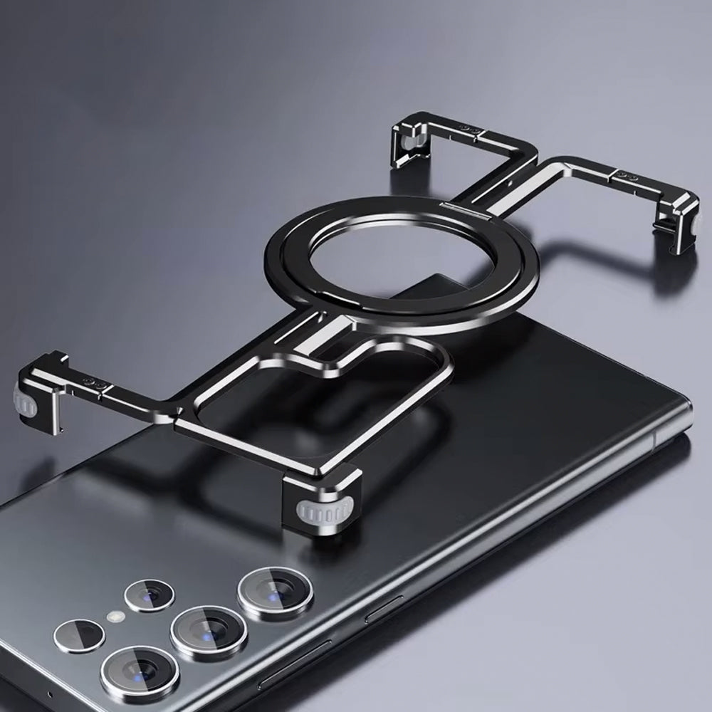 Bugario Stylish Minimal Metal AirCase – Cute Slim Shockproof MagSafe Alloy Cover for Men & Women, Scratch-Resistant, Raised Edges – Samsung Galaxy