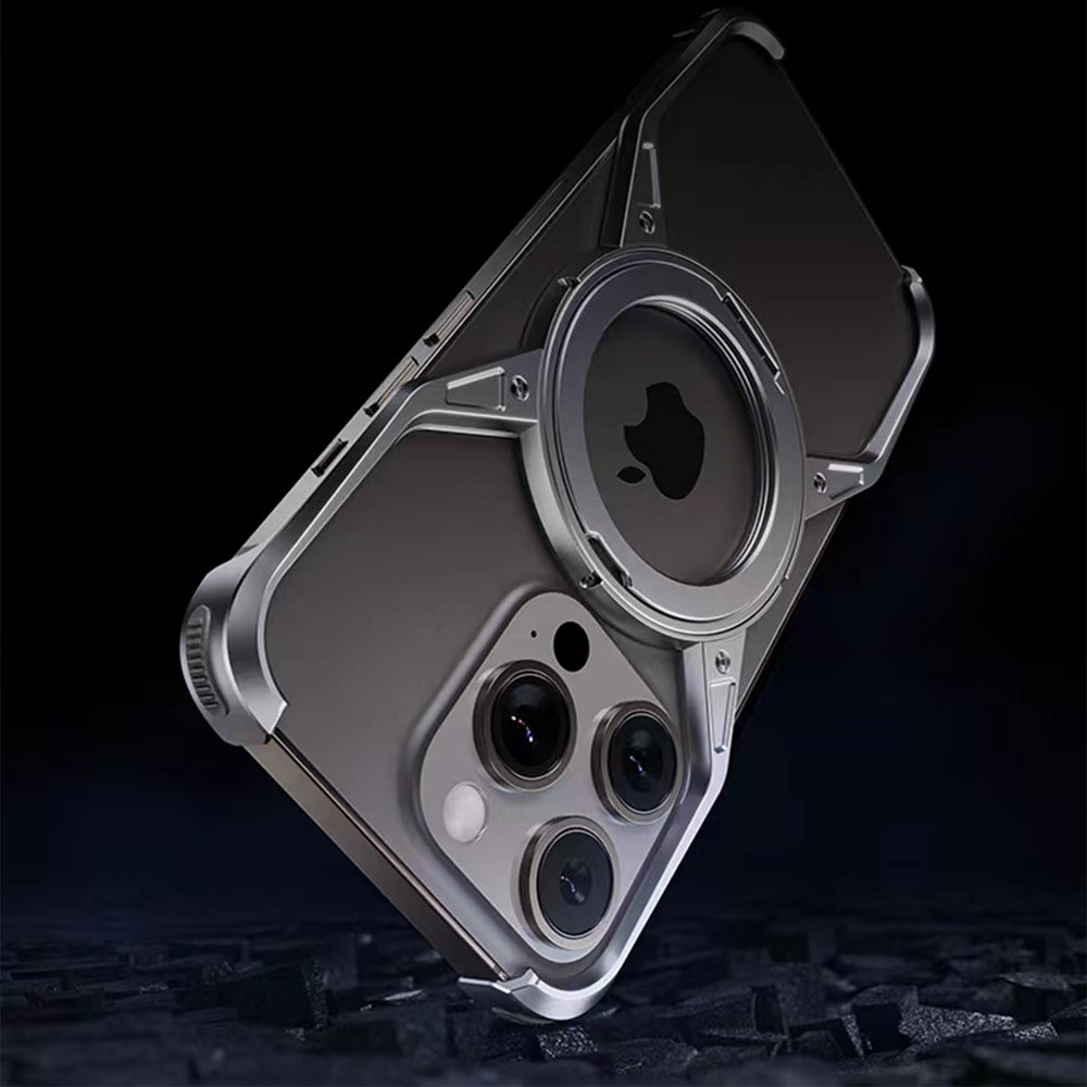 Bugario Alloy Bezel-Less Frame Case – Ultra-Thin Metal Edge Protective Cover, Shock- & Scratch-Resistant Clear Back – iPhone 16/15/14/13/12