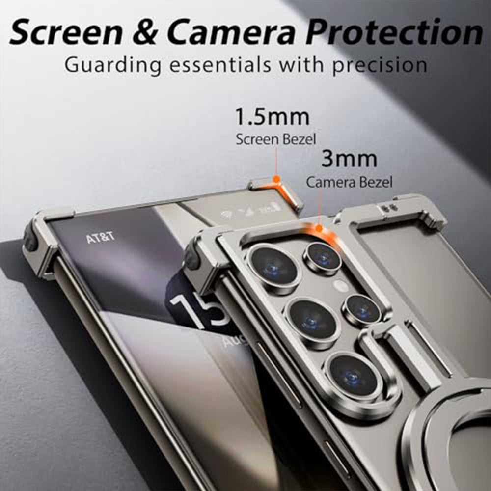 Bugario Stylish Minimal Metal AirCase – Cute Slim Shockproof MagSafe Alloy Cover for Men & Women, Scratch-Resistant, Raised Edges – Samsung Galaxy