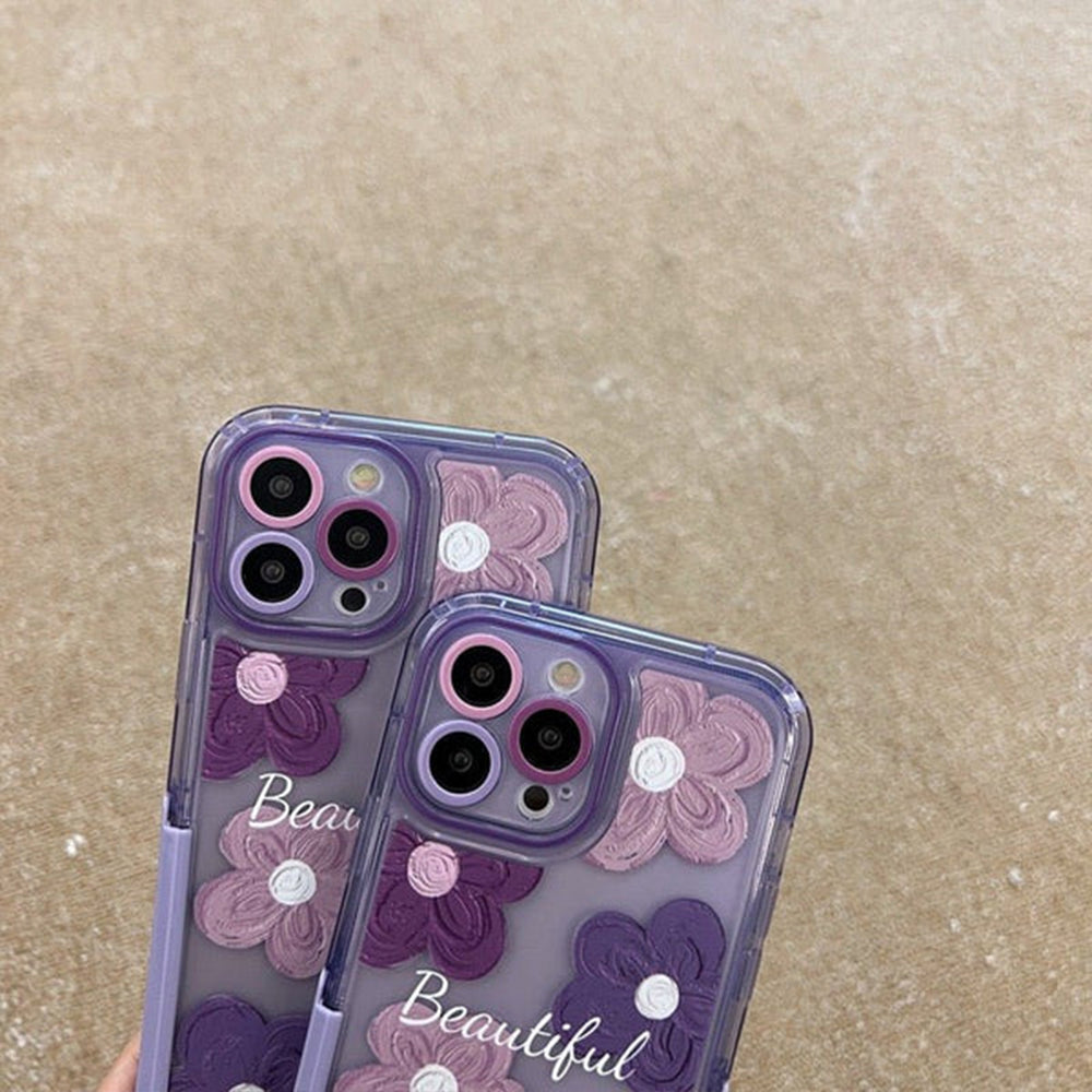 Purple Blooms Floral iPhone Case w/ Stand
