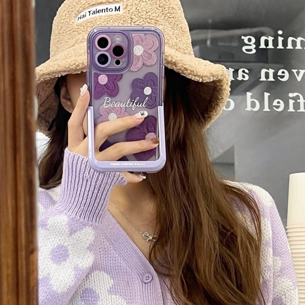 Purple Blooms Floral iPhone Case w/ Stand