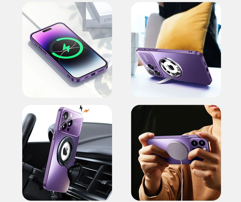 Bugario AeroCase Pro Kickstand Case – Slim Shockproof Protective Cover with Integrated Stand, Scratch-Resistant – iPhone 16/15/14/13/12