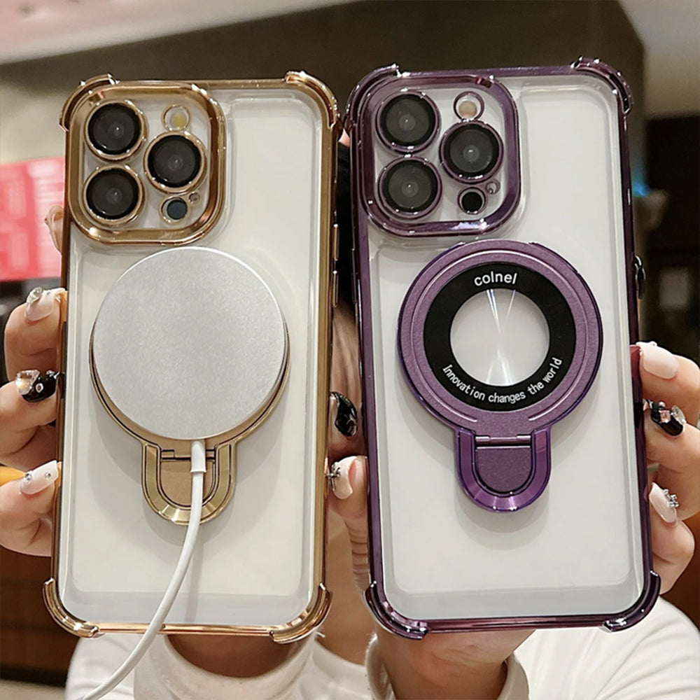 Bugario ErgoStand Pro Kickstand MagSafe Case – Slim Shockproof Electroplated Cover w/ 360° Magnetic Stand – iPhone 16/15/14/13/12