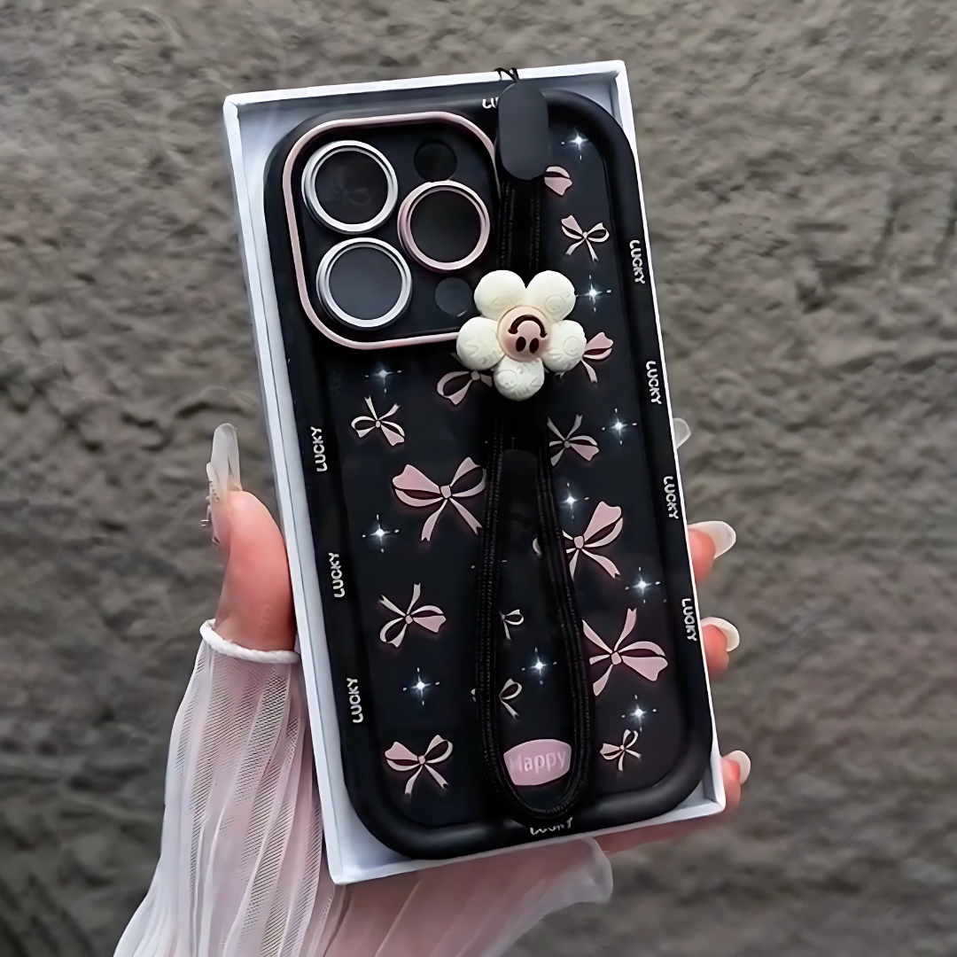 Happy BowKnot Lanyard Phone Case