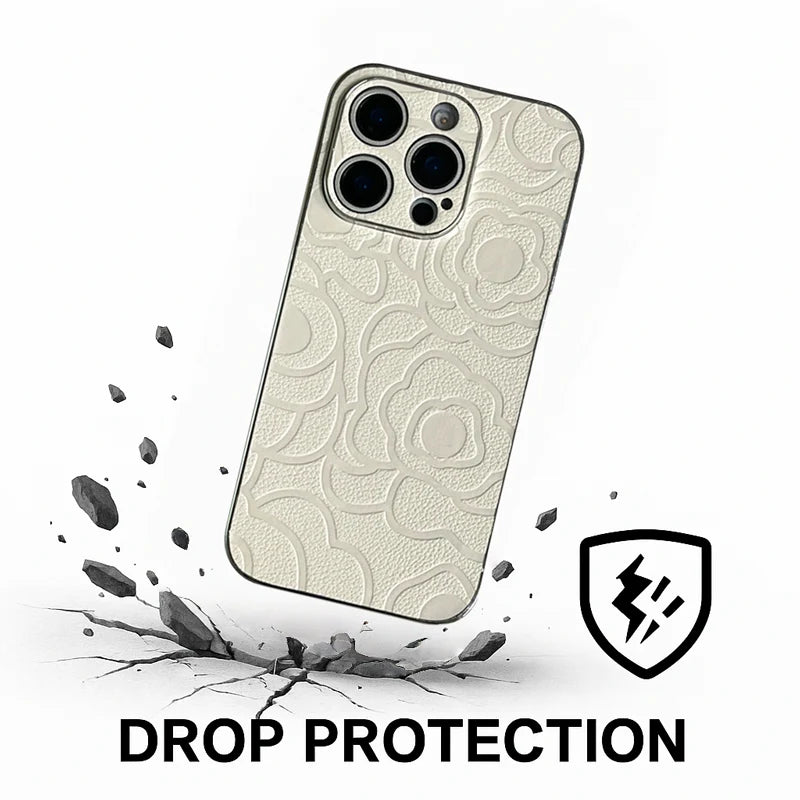 Crimson Bloom Leather iPhone Case