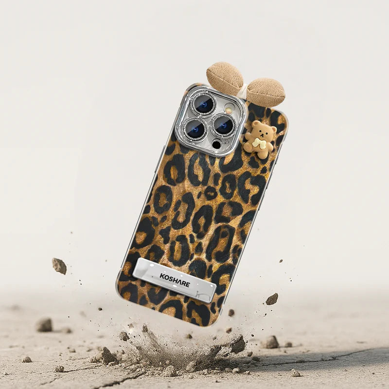 Bear Leopard Stand iPhone Case