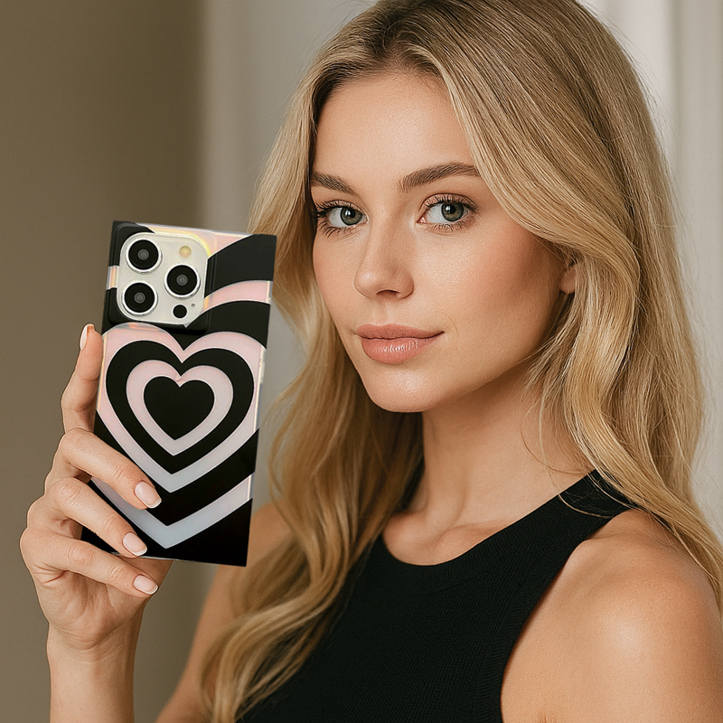 Layered Heart Square iPhone Case