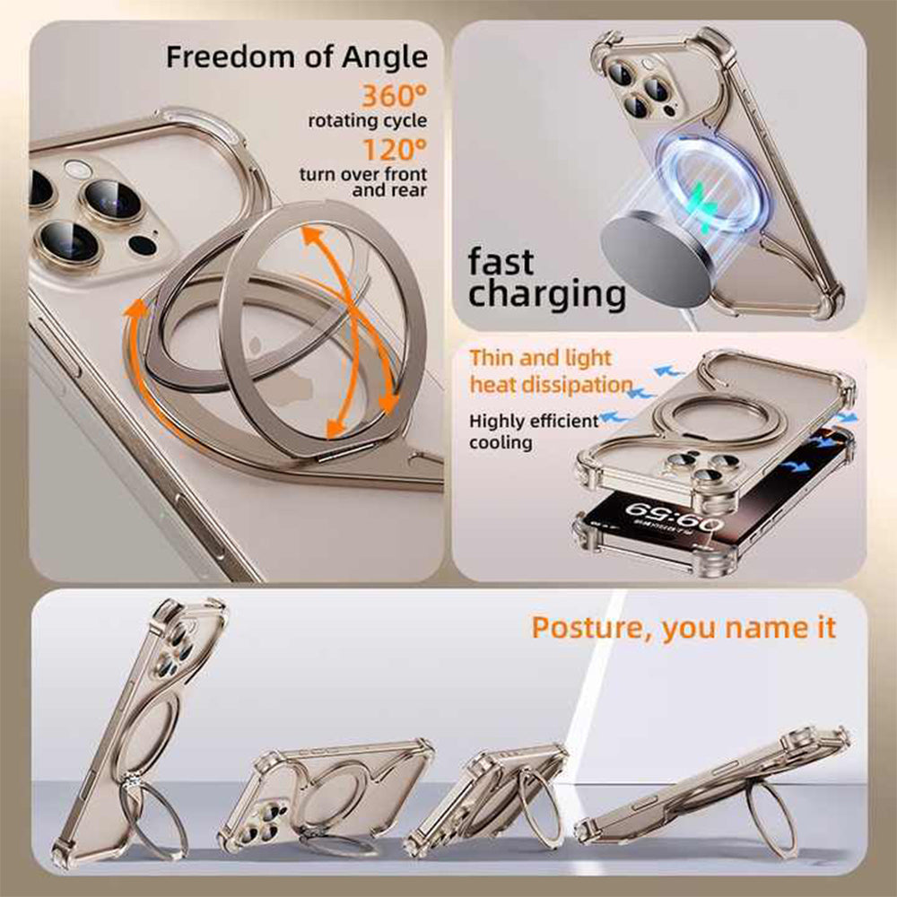 M-Shaped Metal Rotating Stand Magnetic Phone Case