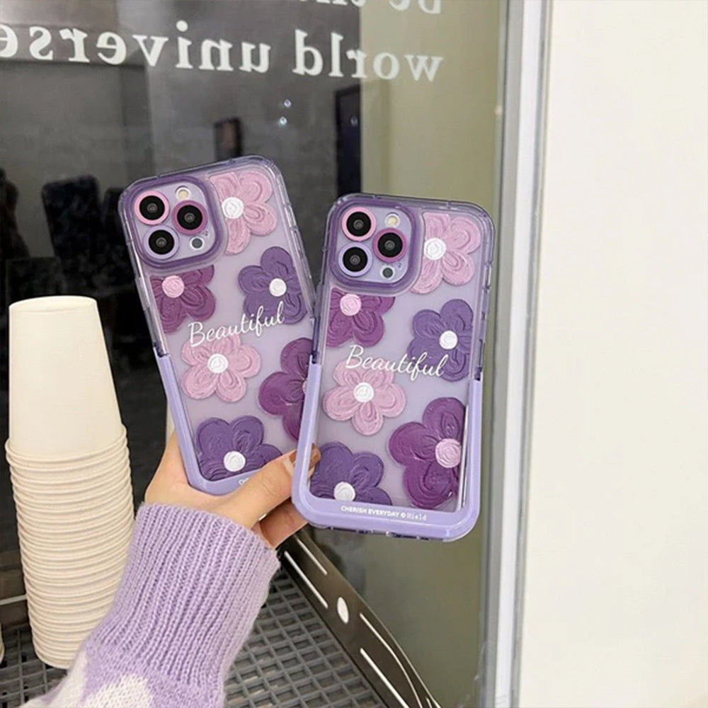 Purple Blooms Floral iPhone Case w/ Stand