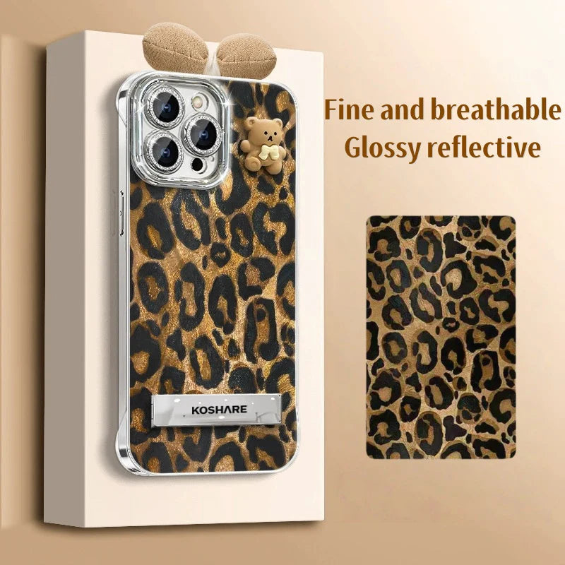 Bear Leopard Stand iPhone Case