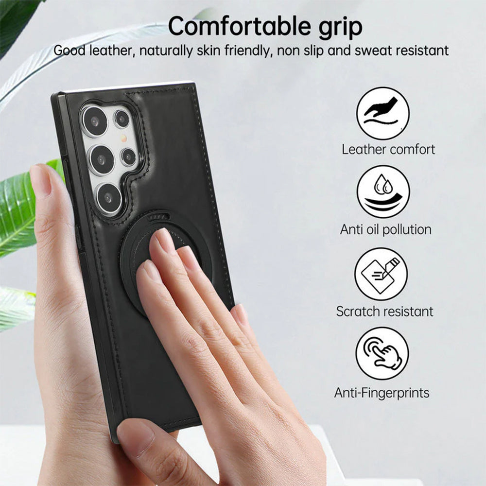 Bugario LuxLeather Shield Case – Premium PU Leather Cover w/ Soft Microfiber Lining, Shockproof Reinforced Corners