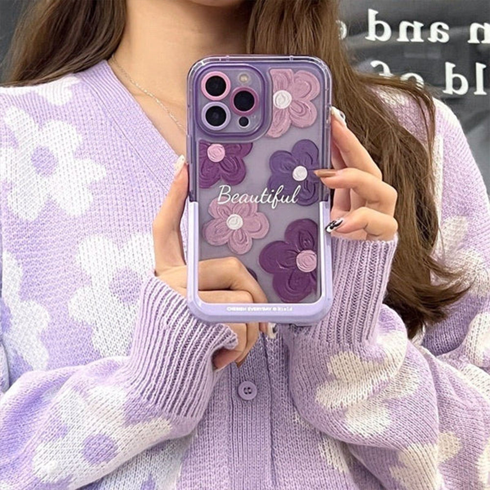 Purple Blooms Floral iPhone Case w/ Stand