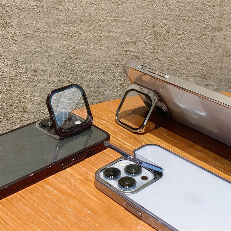 Transparent Camera Lens Stand Case For iPhone