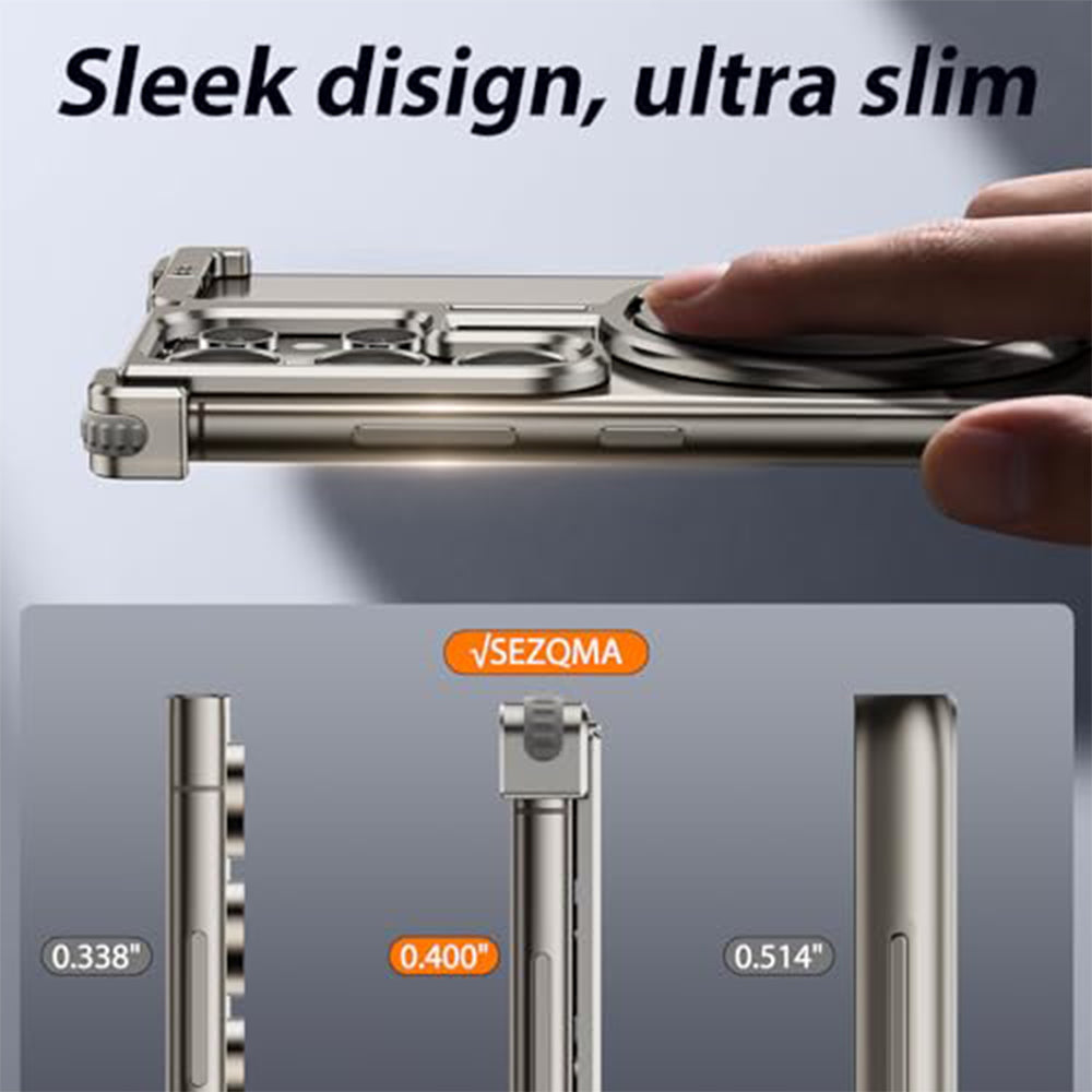 Bugario Minimal Metal AirCase – Slim MagSafe-Compatible Alloy Frame Protective Cover, Shock- & Scratch-Resistant, Raised Bezels – Samsung Galaxy