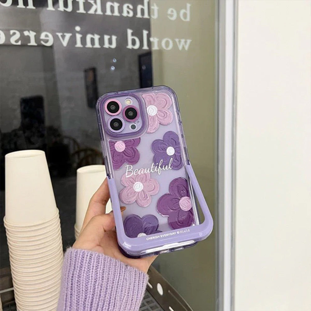 Purple Blooms Floral iPhone Case w/ Stand