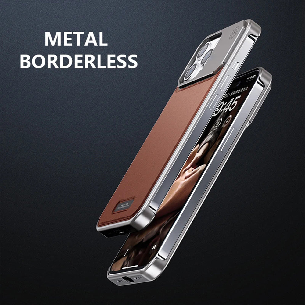 Luxury Leather Metal iPhone Case