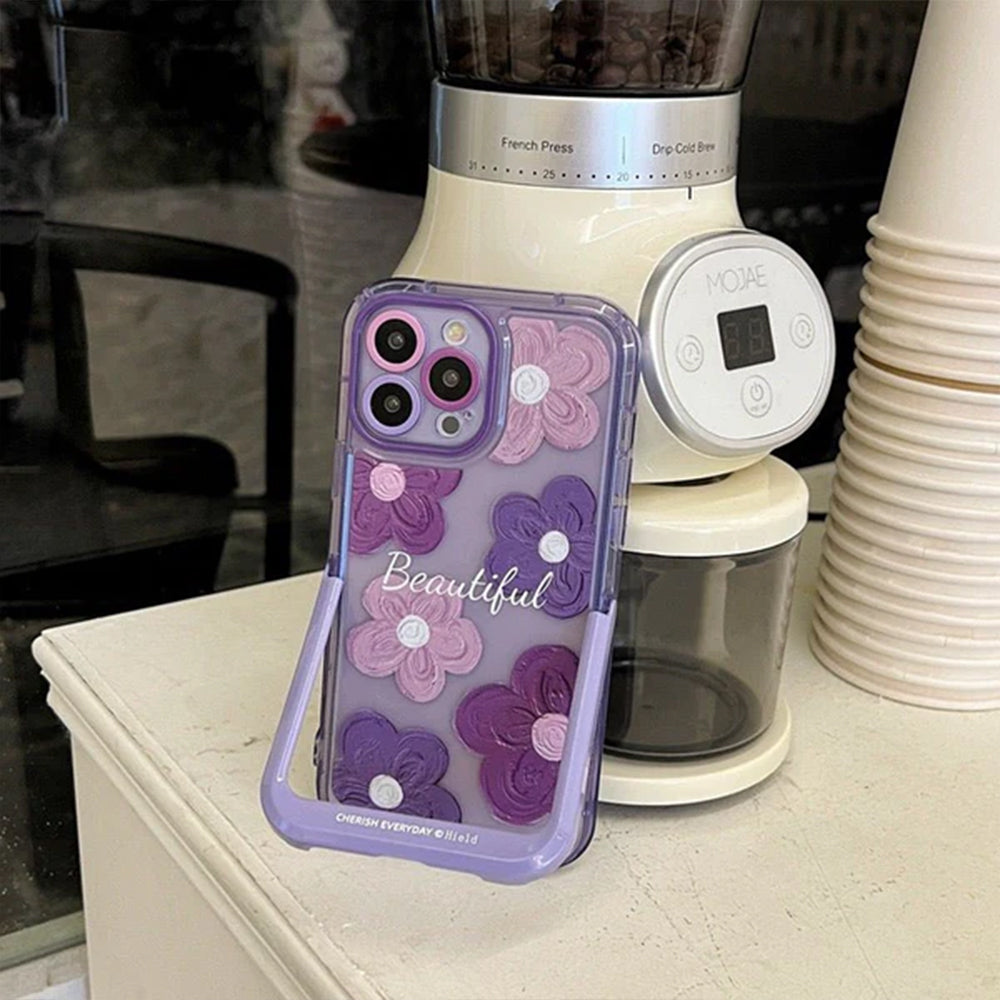 Purple Blooms Floral iPhone Case w/ Stand