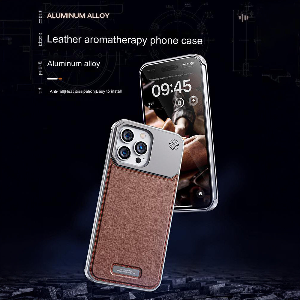 Luxury Leather Metal iPhone Case