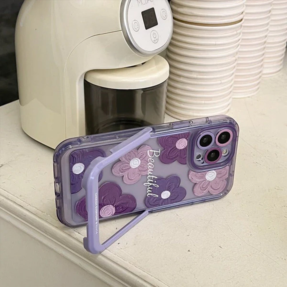 Purple Blooms Floral iPhone Case w/ Stand