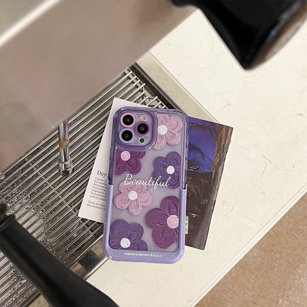 Purple Blooms Floral iPhone Case w/ Stand