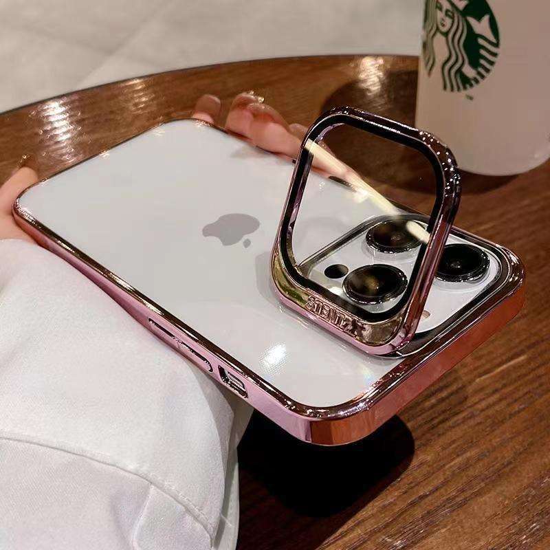 Transparent Camera Lens Stand Case For iPhone