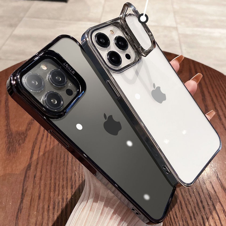 Transparent Camera Lens Stand Case For iPhone