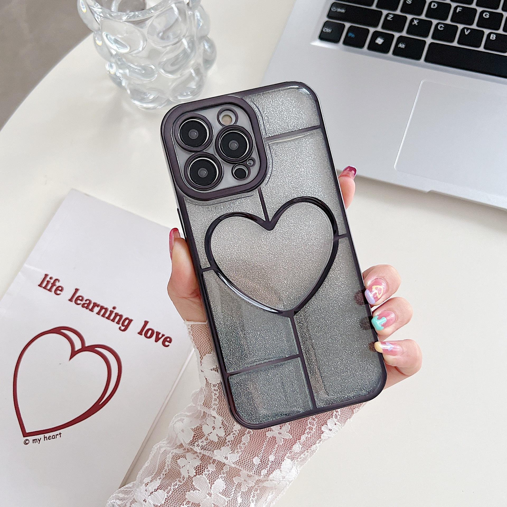 Glitter Heart Plating iPhone Case