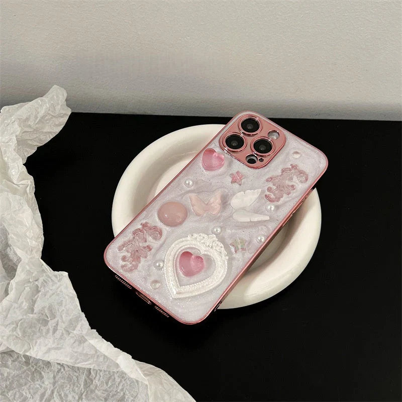Heart Electroplated Resin iPhone Case