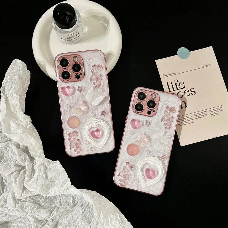 Heart Electroplated Resin iPhone Case