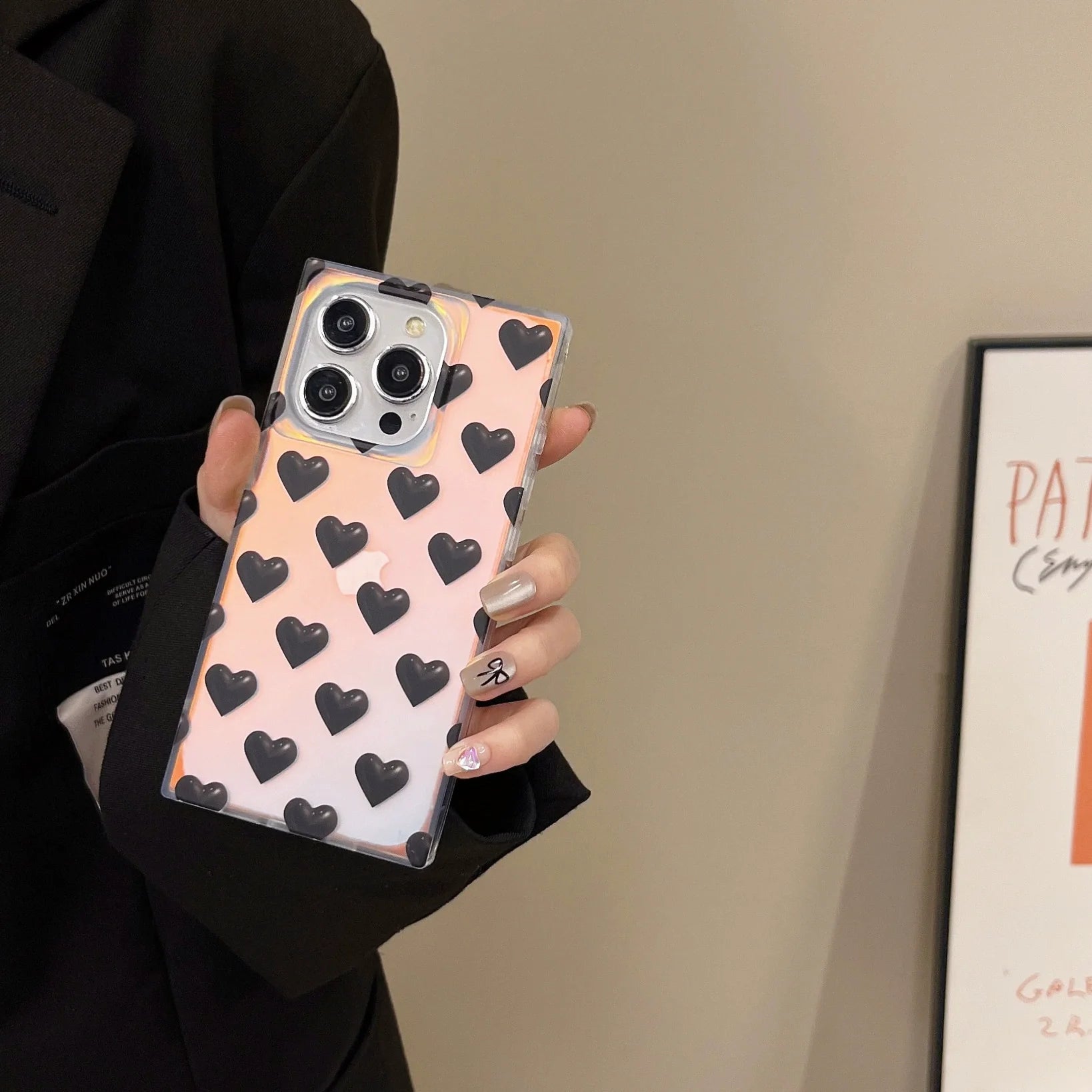 Clear Laser Heart Square Case