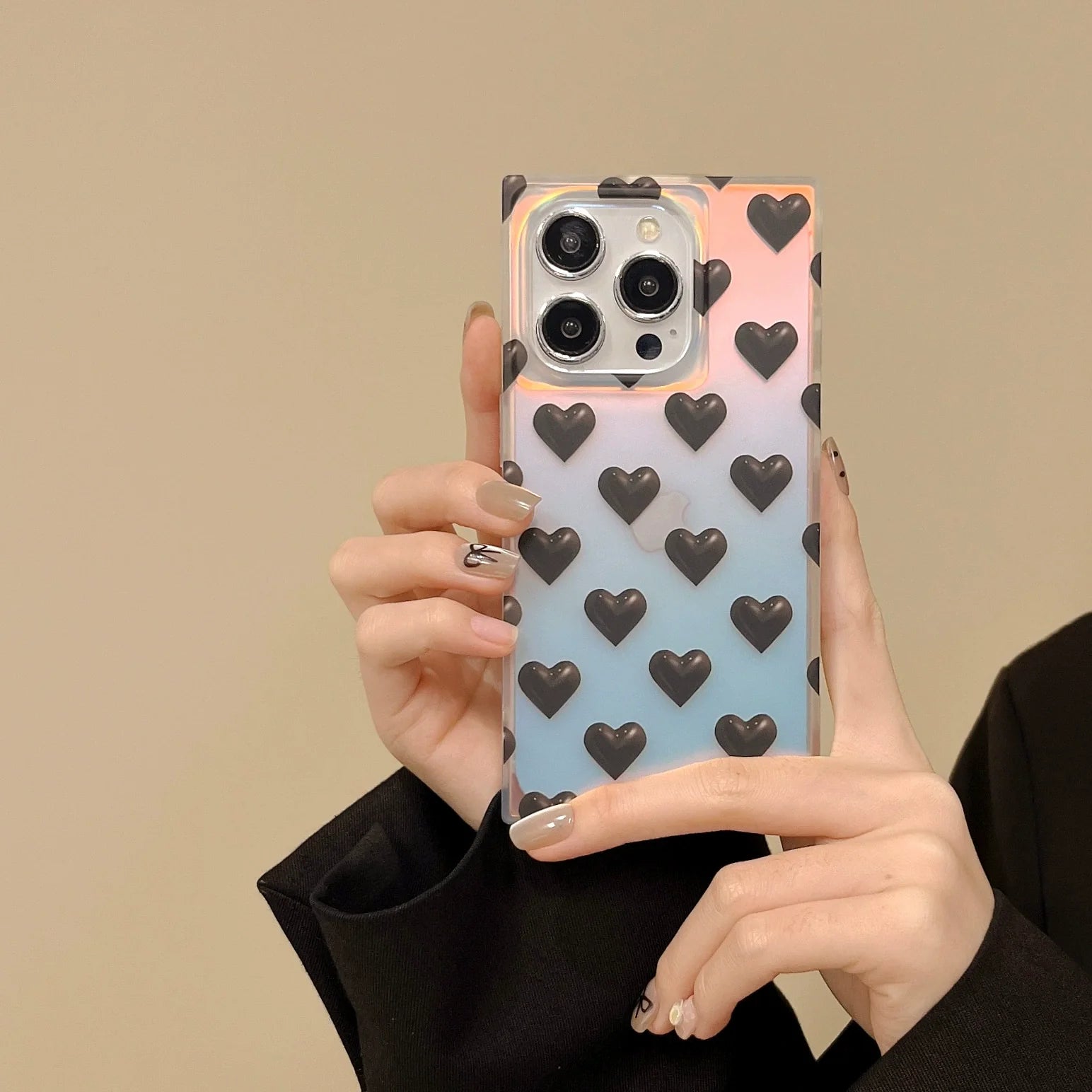 Clear Laser Heart Square Case