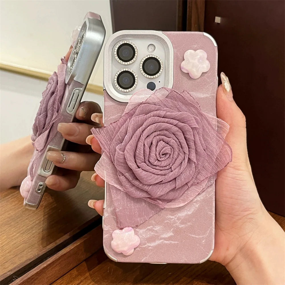 Fabric 3D Rose iPhone Case
