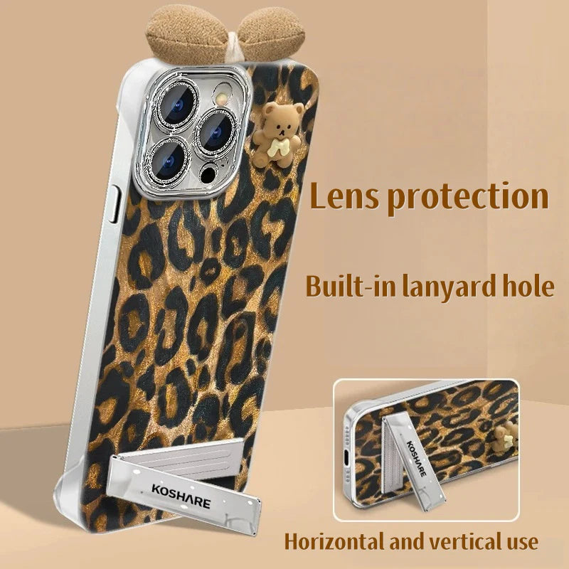 Bear Leopard Stand iPhone Case