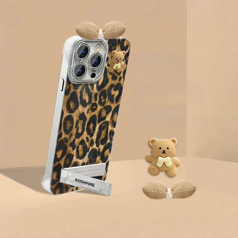 Bear Leopard Stand iPhone Case
