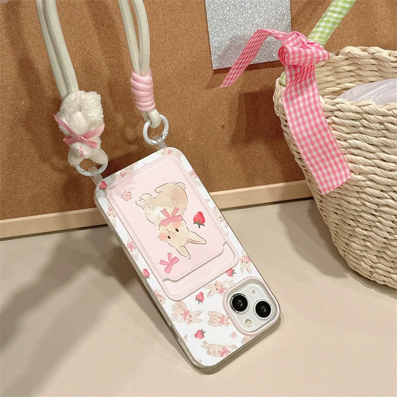 Pink Rabbit Card Pouch iPhone Case