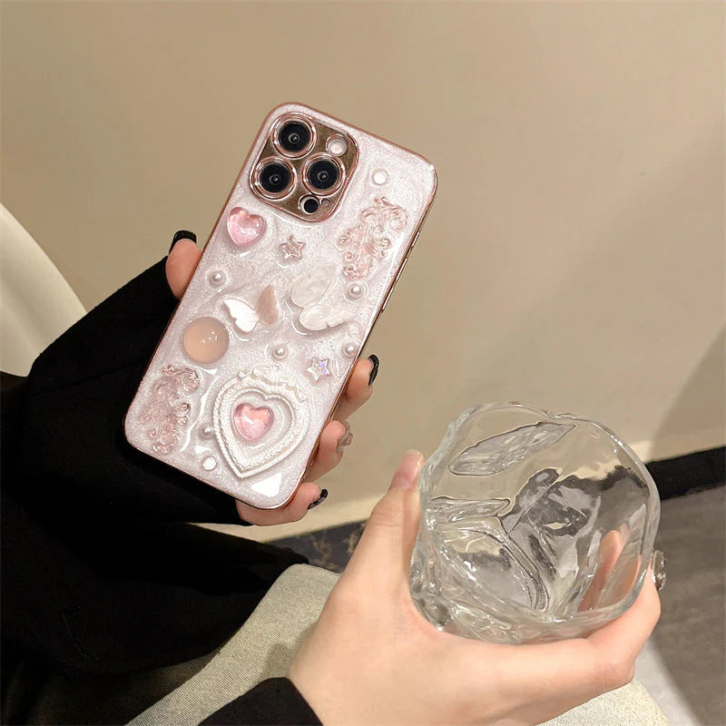 Heart Electroplated Resin iPhone Case