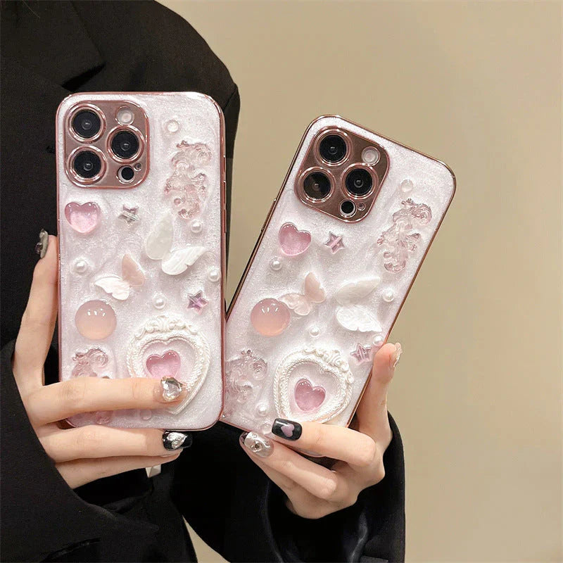Heart Electroplated Resin iPhone Case