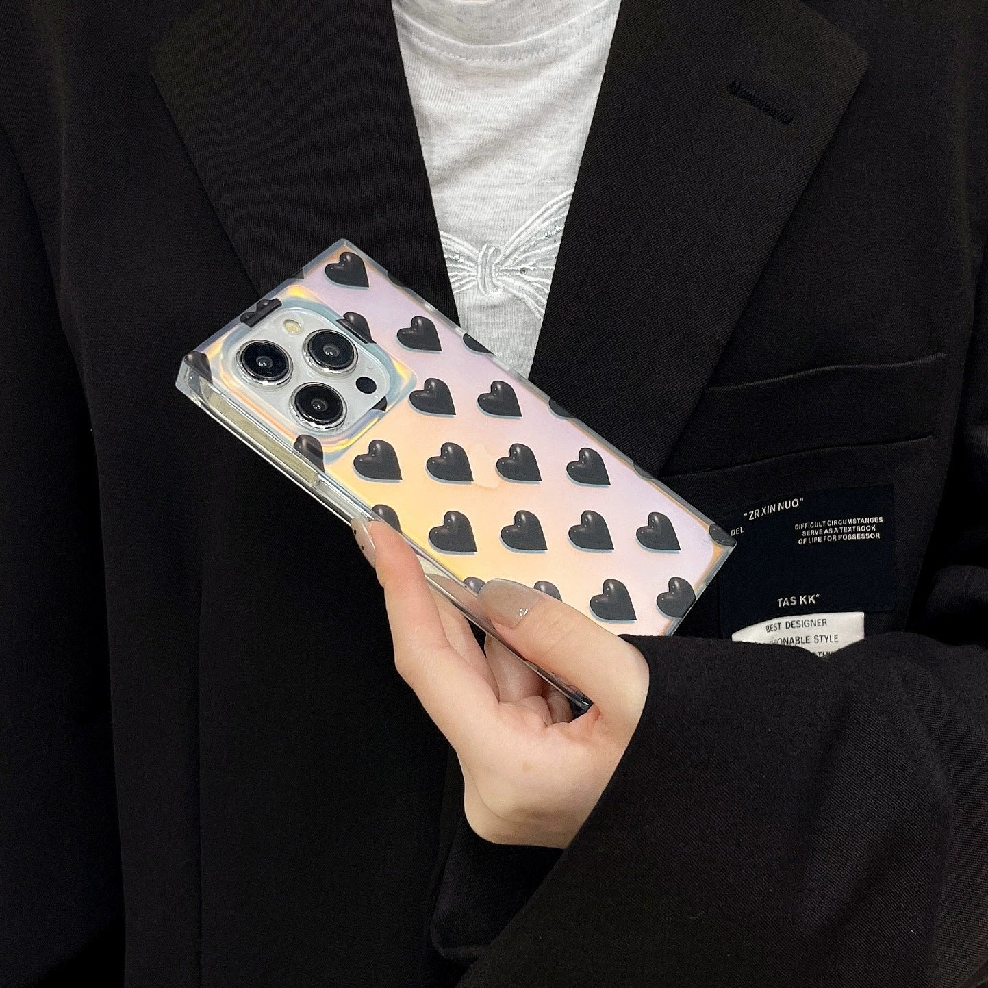 Clear Laser Heart Square Case