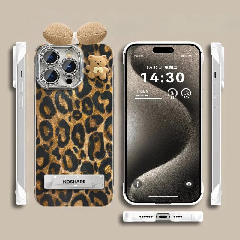 Bear Leopard Stand iPhone Case