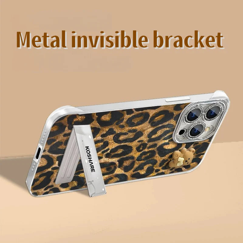 Bear Leopard Stand iPhone Case
