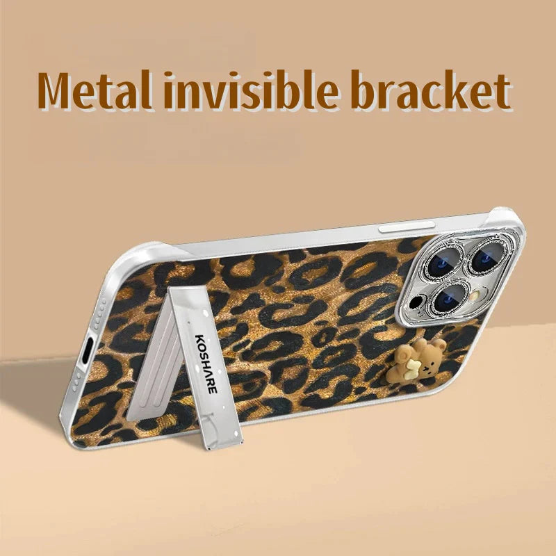 Bear Leopard Stand iPhone Case