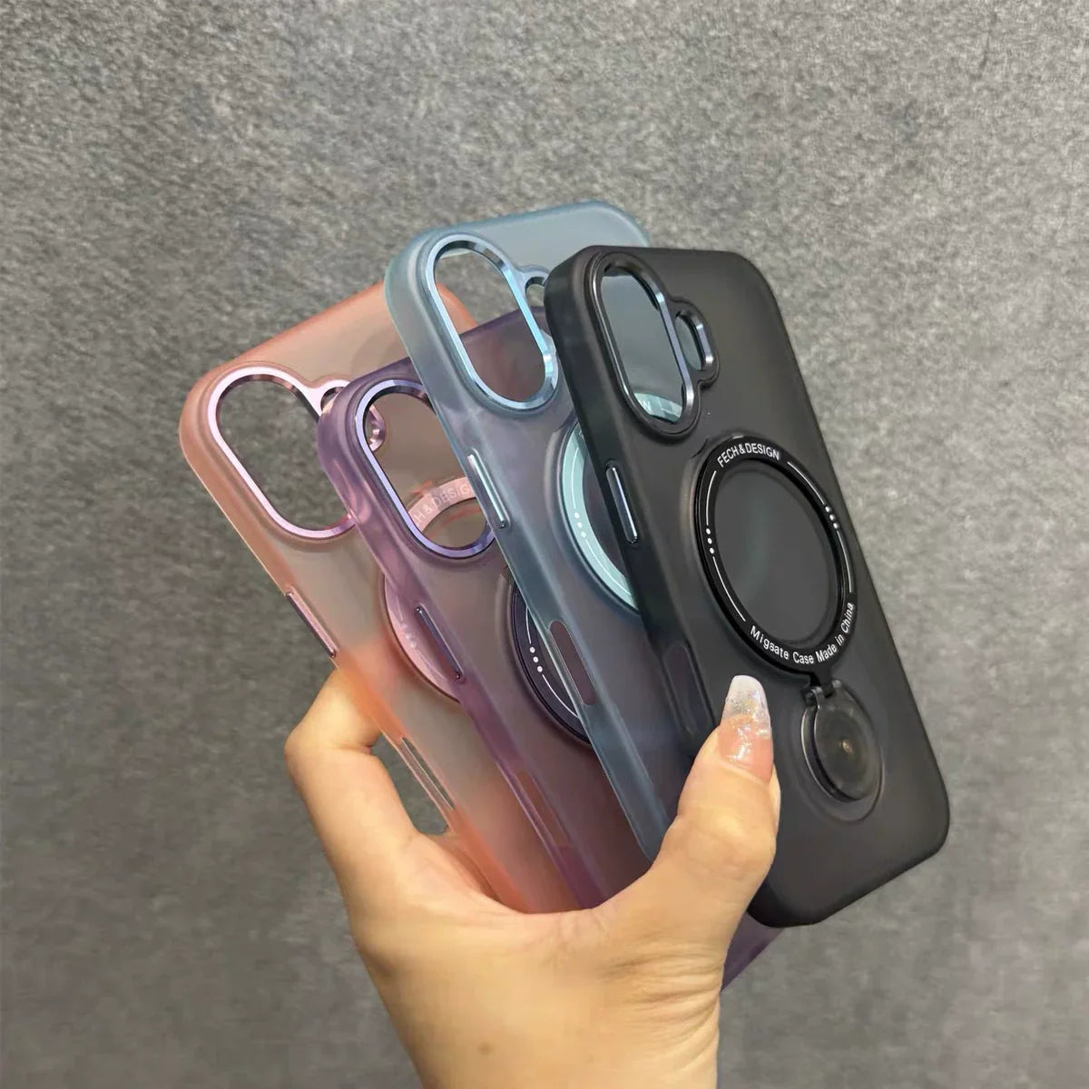 Frosted Halo Ring Stand MagSafe iPhone Case