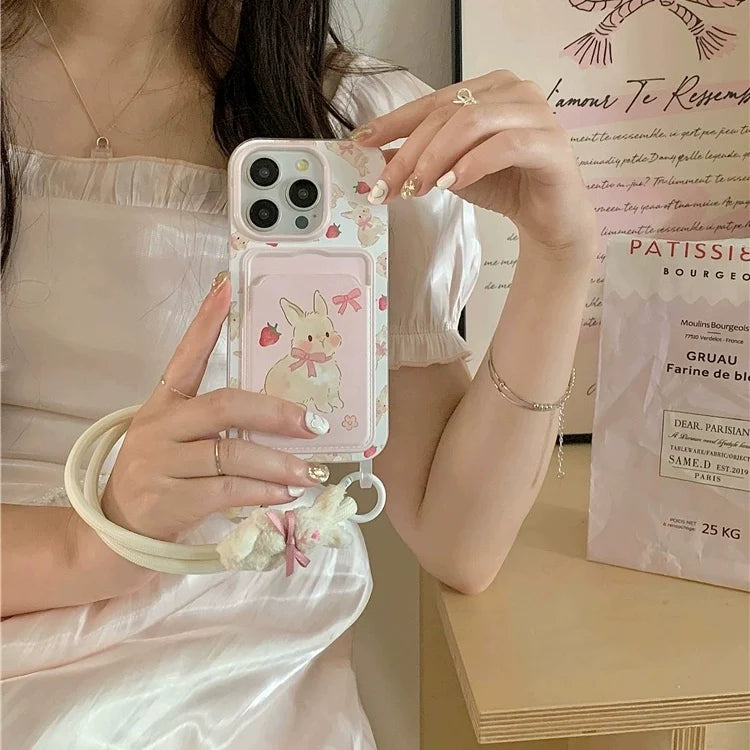 Pink Rabbit Card Pouch iPhone Case
