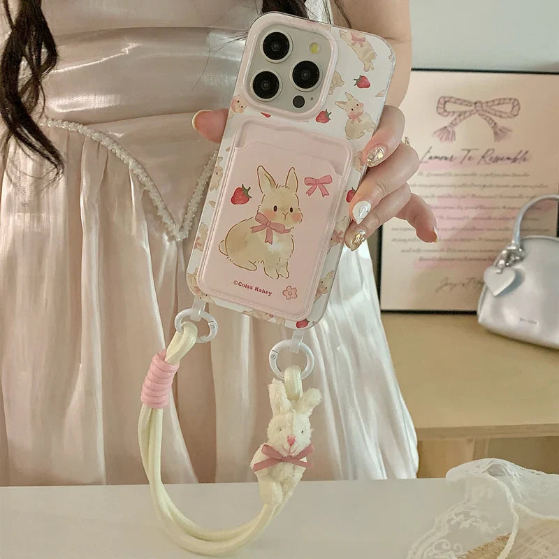 Pink Rabbit Card Pouch iPhone Case