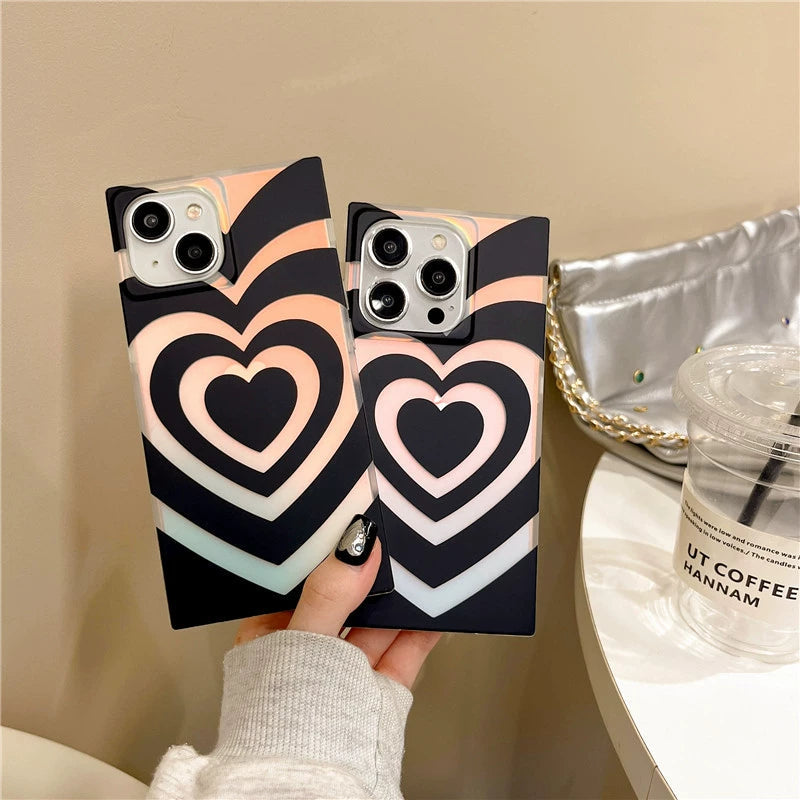 Layered Heart Square iPhone Case