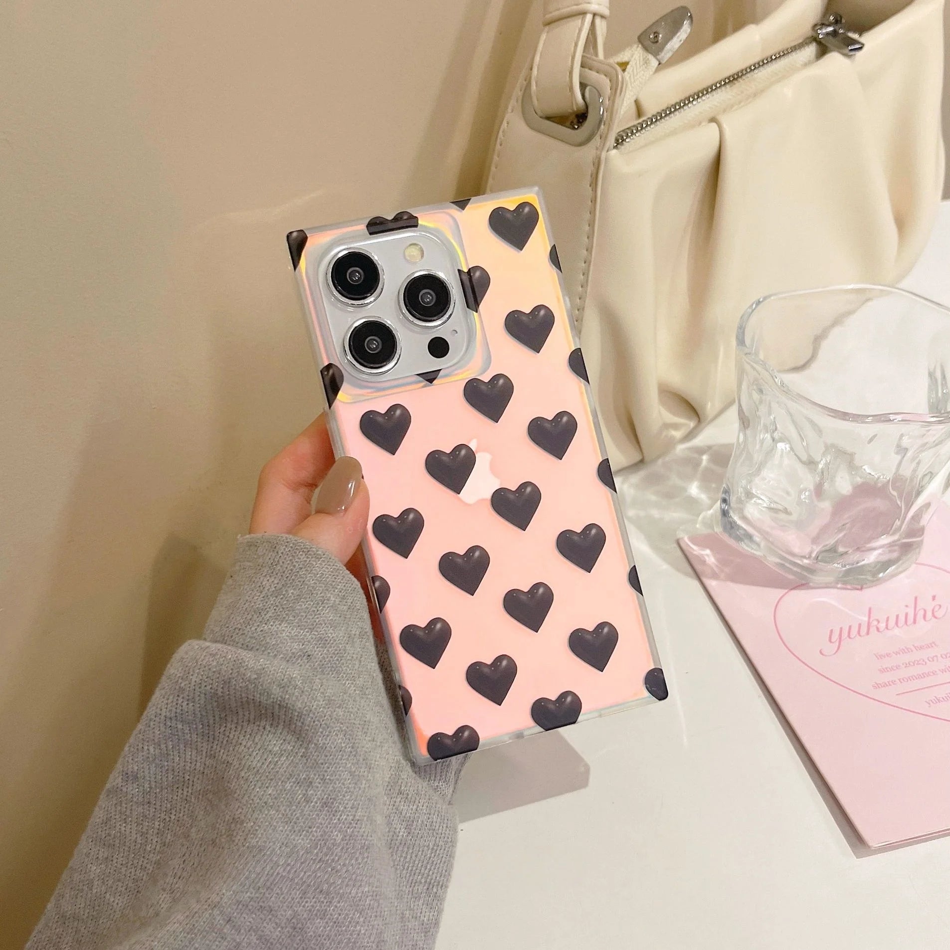 Clear Laser Heart Square Case