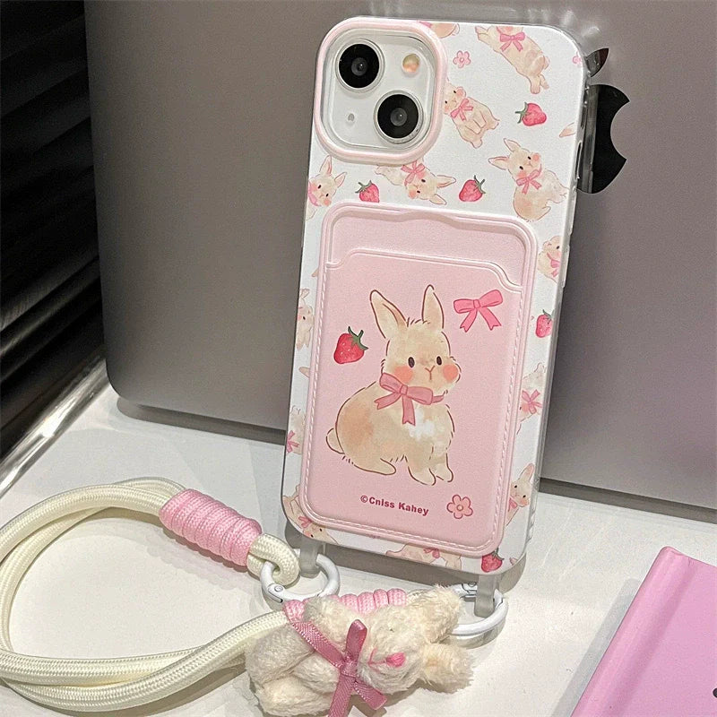 Pink Rabbit Card Pouch iPhone Case