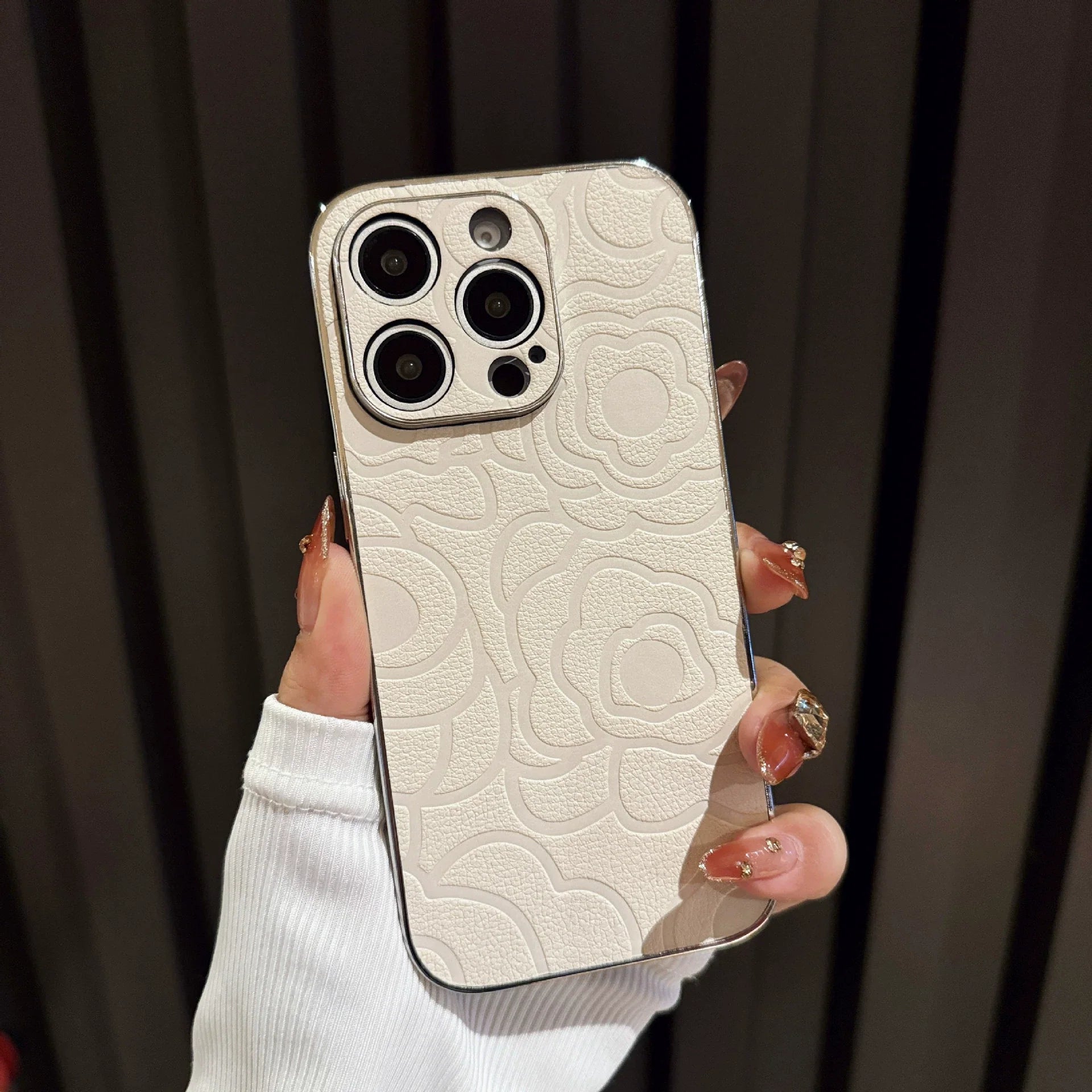 Crimson Bloom Leather iPhone Case