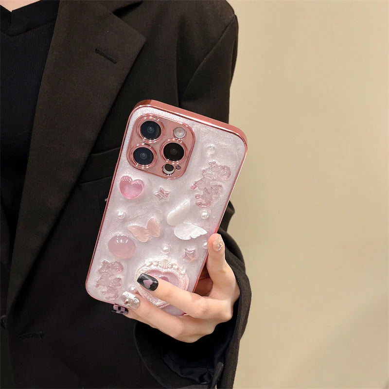 Heart Electroplated Resin iPhone Case