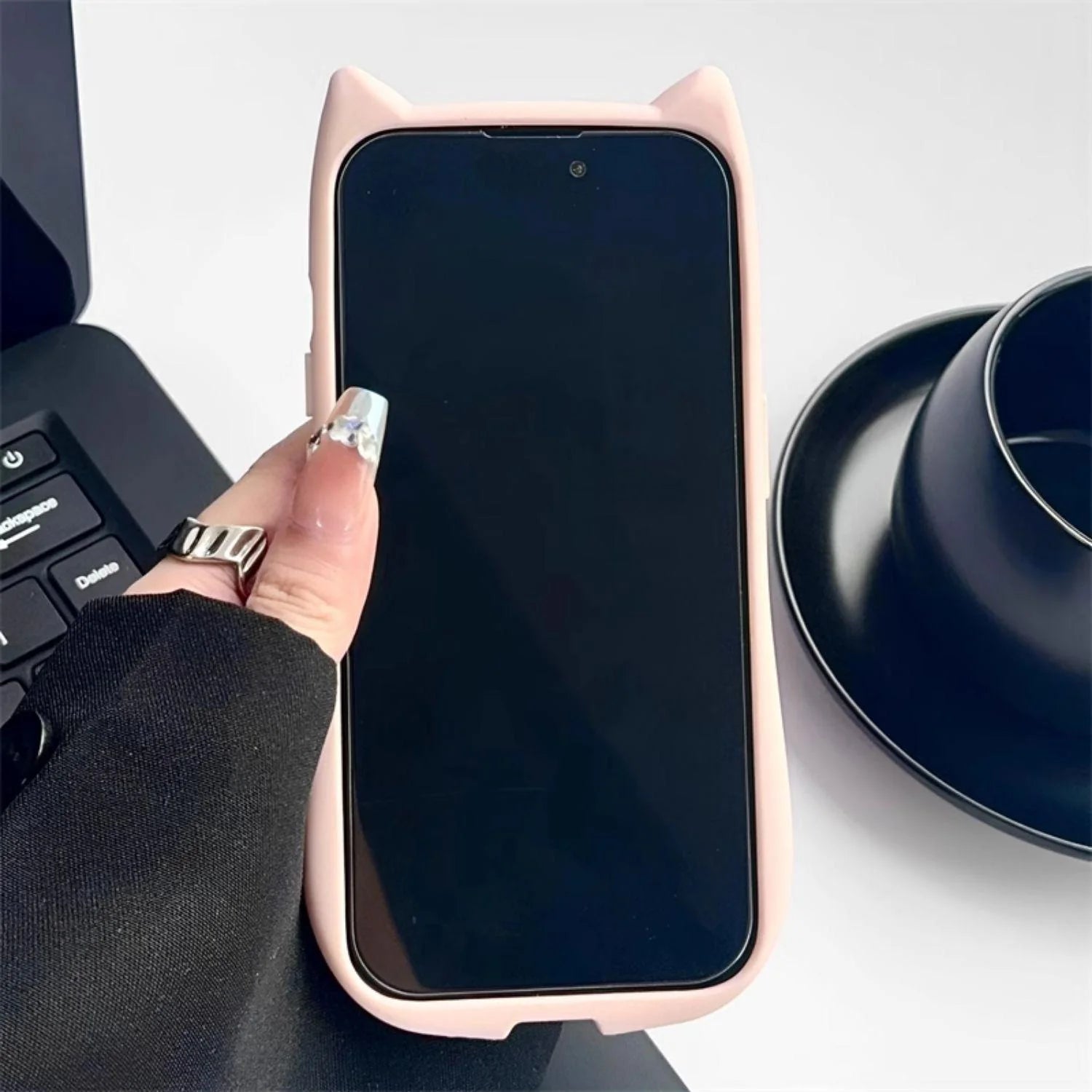 Cat Ear Gradient Flowing Beads iPhone Case